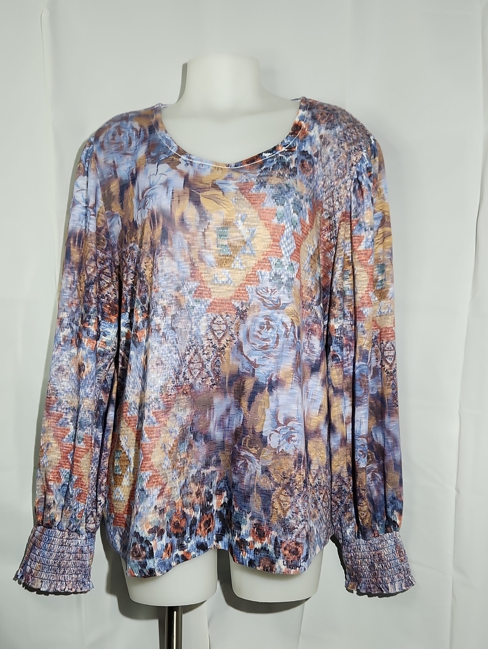 Northern Reflections Floral & Geometric Long-Sleeve Women's Top - Multi - XL